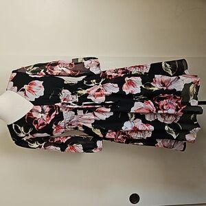Floral black chiffon spring mini dress size small